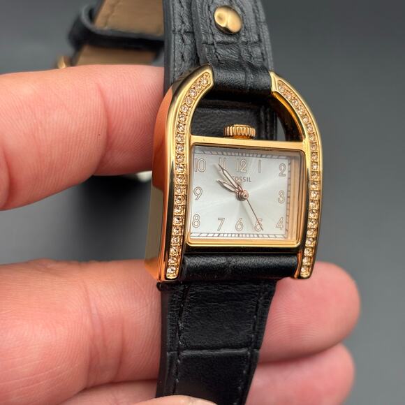 Fossil Harwell ES5263 Women’s 28mm Rose-Gold Case, Black Leather, Quartz NIBWT - Picture 14 of 17